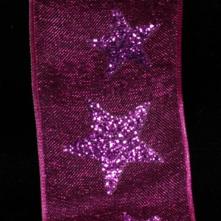 The Ribbon People Fuchsia Pink Star Wired Craft Ribbon 1.5" x 27 Yards