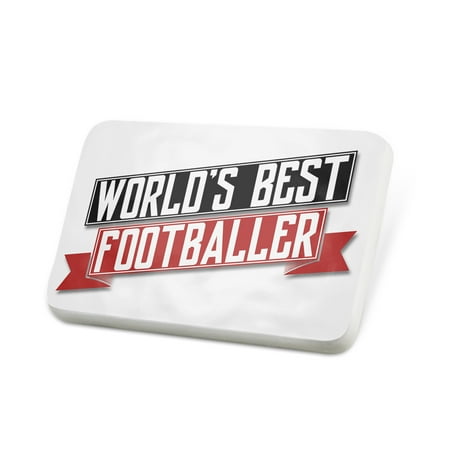 Porcelein Pin Worlds Best Footballer Lapel Badge –