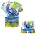thumbnail image 2 of Conjuntos de ropa de puntada, chándales con estampado 3D de dibujos animados de verano, disfraces de Stich para niños, camisetas de manga corta para niñas, pantalones cortos, ropa Outfits14T Gao Jinjia LED, 2 of 2