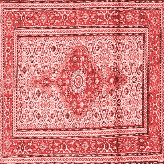 Ahgly Company Indoor Square Medallion Red Traditional Area Rugs, 4' Square