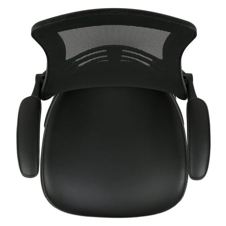 Flash Furniture - Kelista  Contemporary Mesh Side Chair - Upholstered - Black LeatherSoft
