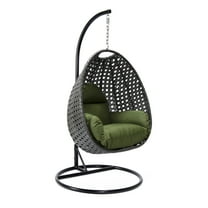 HomeStock Nordic Haven Charcoal Wicker Hanging Egg Swing Chair
