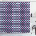 thumbnail image 1 of Abstract Shower Curtain, Retro Style Pattern with Curves Hipster Geometric Boho Tile, Fabric Bathroom Set with Hooks, 69W X 84L Inches Extra Long, Navy Blue Seafoam Dark Coral, by Ambesonne, 1 of 3
