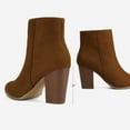 thumbnail image 3 of Dream Pairs Women's Fashion Chunky Block Heel Ankle Boots Party Work Ankle Boots ANITA TAN/SUEDE Size 6.5, 3 of 5