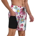 thumbnail image 3 of Picia Watercolor Flowers pattern Mens Swim Trunks with Compression Liner Stretch Beach Shorts Quick Dry with Zipper Pockets No-Chafing Board Shorts-Small, 3 of 9