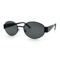 thumbnail image 5 of Classic 90s Oval Metal Rim Thick Mid Temple Fashion Sunglasses All Black, 5 of 8