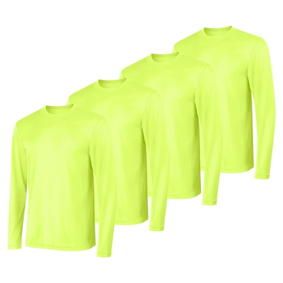 Hanes Sport Cool DRI Men's Performance Long Sleeve T-Shirt, Value 4-Pack Safety Green XL