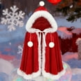 thumbnail image 2 of Wensltd Unisex Christmas Fleece Hooded Cape for Women Men Trim Ruffle Solid Color Winter Cozy Warm Holiday Outfit Festive Style, 2 of 3