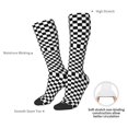 thumbnail image 5 of Knee High Socks for Women Checkerboard Black And White Long Tube Sock Uniform Socks, 5 of 7