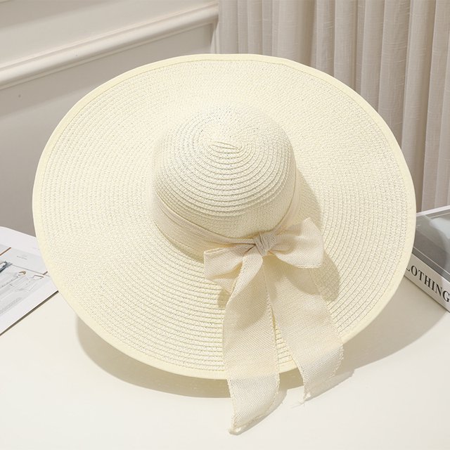 Sombrero de paja grande de estilo coreano para mujer, sombrero de playa plegable de verano, sombrero para el sol, protector solar, sombrero para el sol para mujer