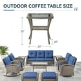 thumbnail image 2 of Gymojoy Outdoor Side Table with Storage Wicker Patio Side Table, Tempered Glass Top End Table for Balcony Porch Deck,Gray, 2 of 6