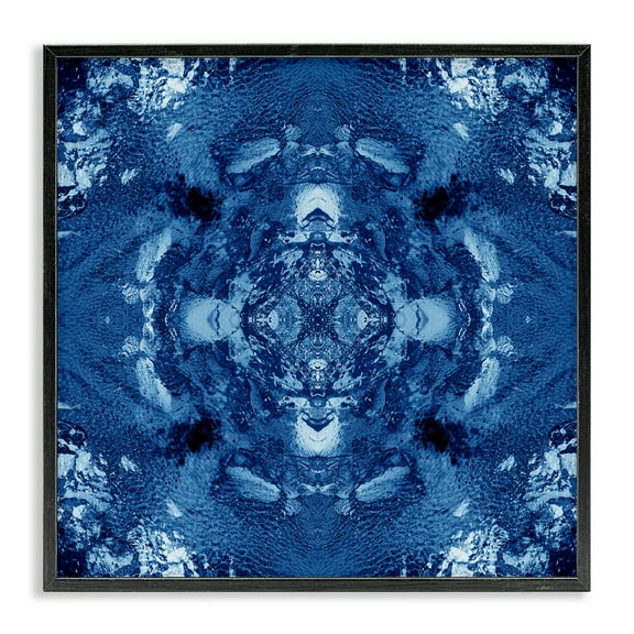 Stupell Industries Blue & White Mosaic Abstract Painting Black Framed Art Print Wall Art, 12 x 12