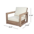 thumbnail image 2 of GDF Studio Andrae Outdoor Acacia Wood Club Chair with Cushion, Brown and Beige, 2 of 7
