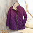 thumbnail image 2 of Yigetop Fall Jackets for Women 2025 Plus Size, Printed Plus Size Women's Winter Quilted Jacket Long Sleeved Button Down Jacket Lightweight Padded Jacket Quilted Jackets for Women Purple XS, 2 of 4