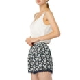 thumbnail image 5 of REFINED ATTIRE Women's Floral Printed Lace Trim Elastic Waist Shorts XL Navy Blue-Daisy, 5 of 7