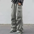 thumbnail image 2 of Dagugfen Cargo Pants for Men Elastic Waist Drawstring Outdoor Trainning Running Athletic Trousers Solid Color, 2 of 6