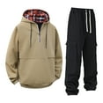thumbnail image 2 of THDHVS Mens Outfits 2 Piece,Outfits for Men,Mens Outfits 2 Piece Hoodie and Jogger Set Casual Men Two Piece Outfits Sets with Phone Pocket Khaki M, 2 of 8