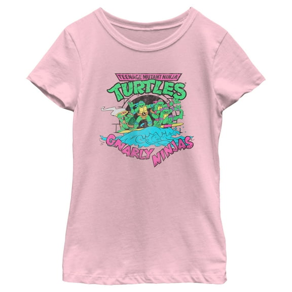 Girl's Teenage Mutant Ninja Turtles Distressed Gnarly Ninjas Graphic Tee Light Pink X Large
