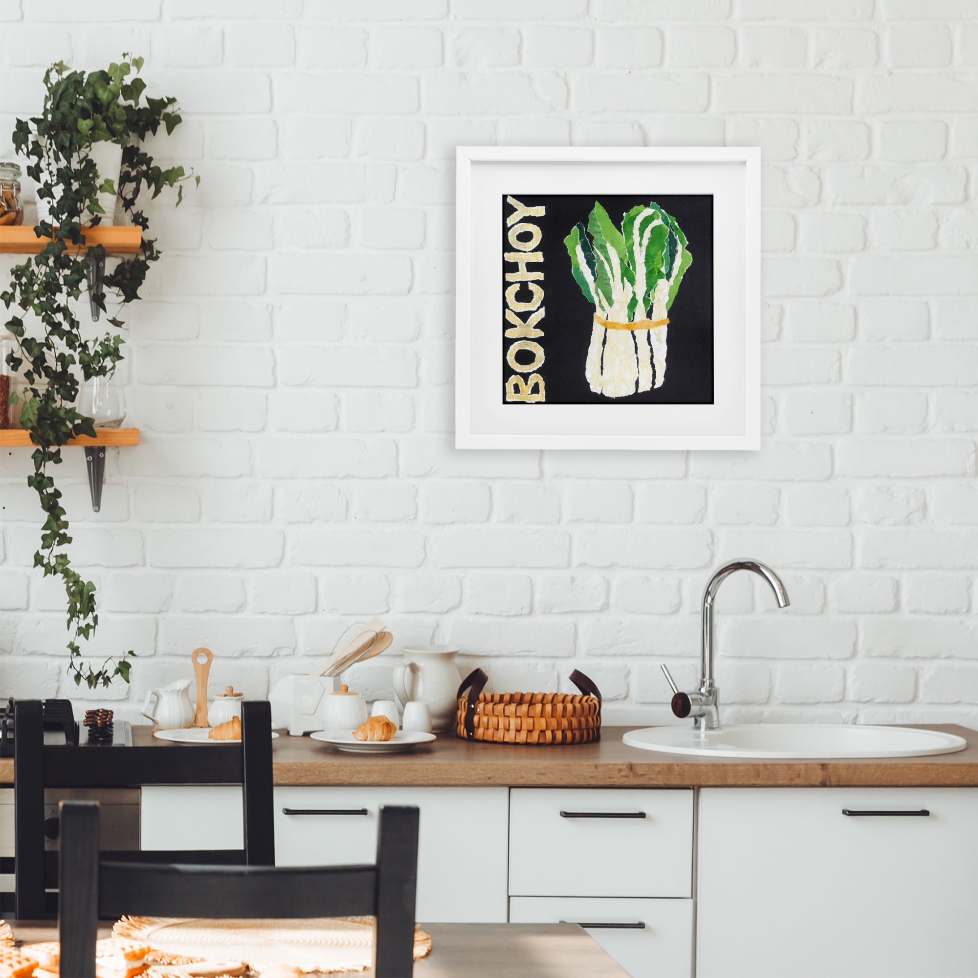 Stupell Industries Bok Choy Leafy Vegetable White Framed Print Under Glass, design by Nancy Overton