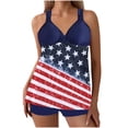 thumbnail image 2 of Xixinqiwan Tankini Swimsuits for Women 2025 Two Piece Bathing Suits Solid Modest Swim Suits with Split Skirt Dark Blue 2XL, 2 of 6