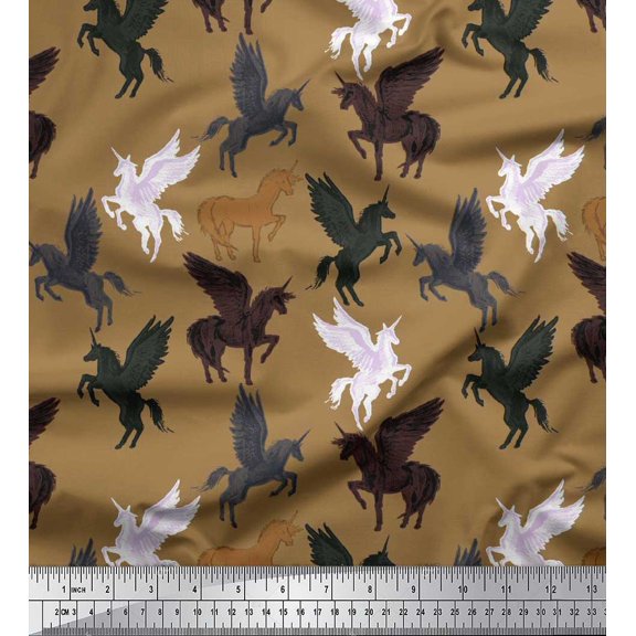 Soimoi Rayon Fabric Unicorn Animal Print Sewing Fabric Yard 42 Inch Wide