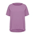 thumbnail image 4 of Summer Plus Size Women's Tank Tops Solid Round-Neck Short Sleeve Side Slit Casual T-shirt Blouse, 4 of 7
