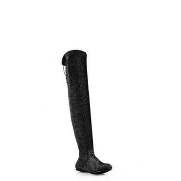 Nature Breeze Pull On Women's Thigh High Boots in Pewter - Walmart.com