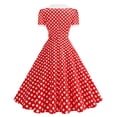 thumbnail image 3 of Blmnix Women Dress Polka Dot Dress Vintage Dress Tent Petticoat Short Sleeve Collared Red Cocktail-Length Adjustable Waist Women Dresses Summer,XL, 3 of 7