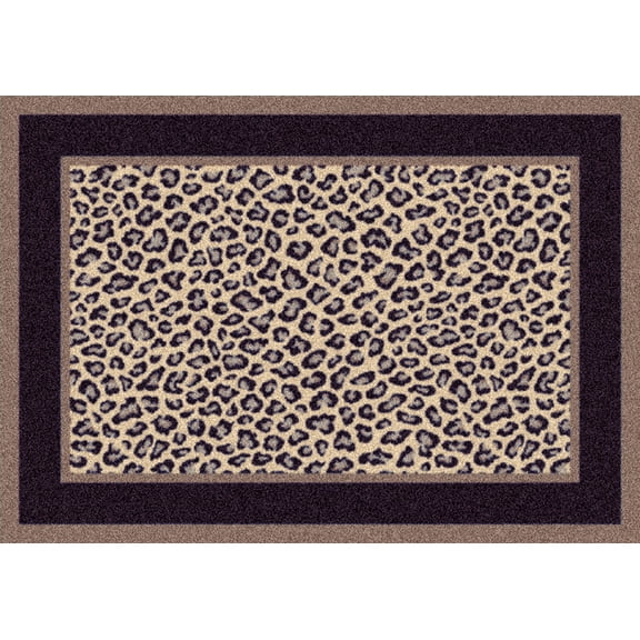 Milliken Ivory Bordered Door Mat Zimbala Snow Leopard - Aprx 2' 8" x 3' 10"