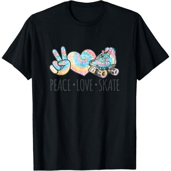 Tie Dye Roller Skating for Teen Girls | Peace Love Skate T-Shirt