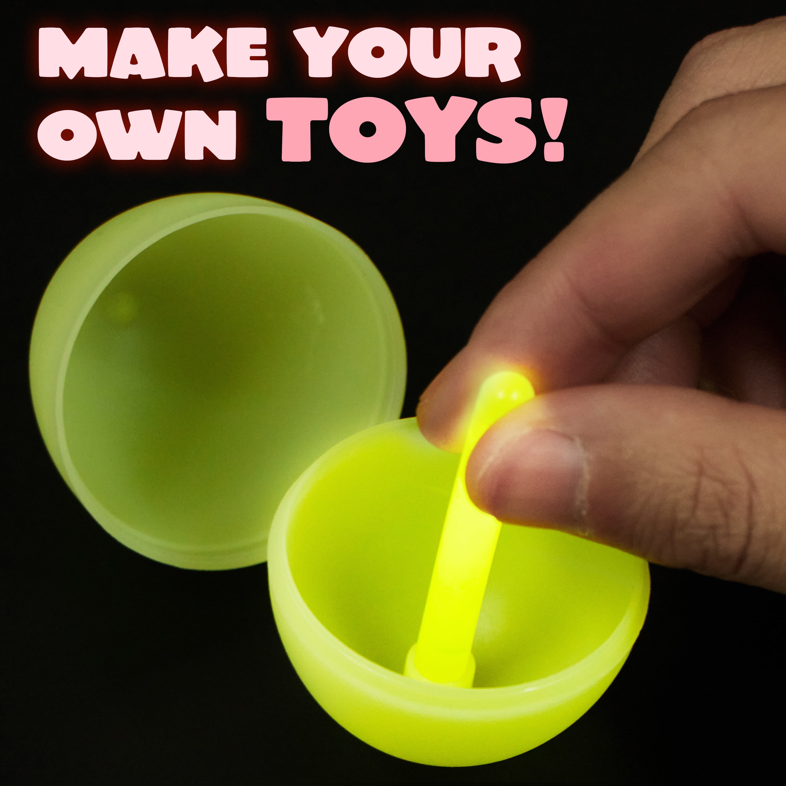 Joyfy 240 Pcs Easter Eggs Filled with Toys (120 Eggs & 120 Sticks),Easter Glowing Eggs Set for Kids,Easter Basket Stuffers Fillers Gift,Easter Eggs Hunt Game Party Favors
