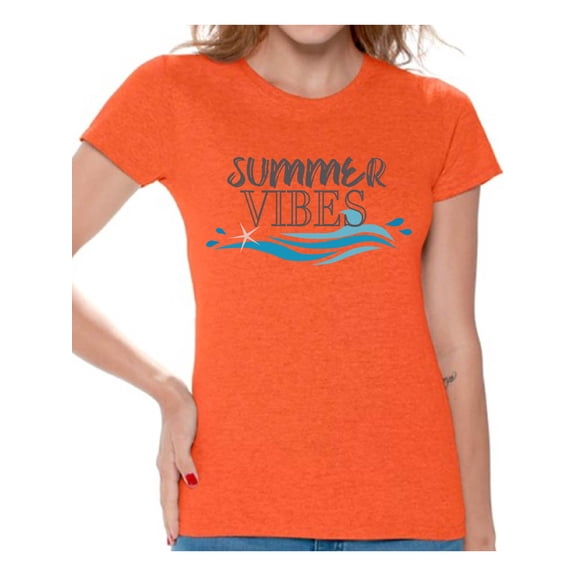 Awkward Styles Summer Vibes Clothing for Ladies Vacay Vibes Womens T-Shirt Sunny Tshirt for Women Vacay Vibes Gifts for Girlfriend Beach Shirts Summer Clothing Collection for Women Summer T Shirt