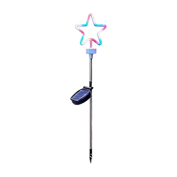 Solar Garden Lights Patriotic Star Ground Light 31.5 Inch Neon Outdoor for Independence Day Yard Decor