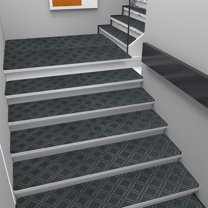 15-Pack Large Non-Slip Carpet Stair Treads with Adhesive Backing for Indoor Use, Pets, Kids, and Elder Safety - Gray or Khaki Polyester Runner Rugs