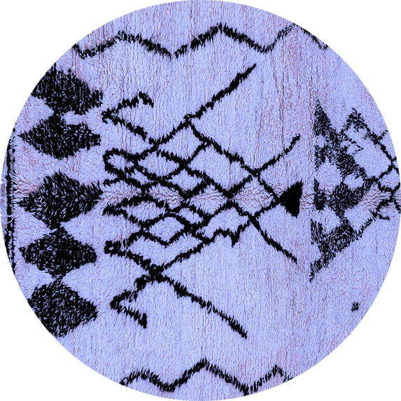 Ahgly Company Machine Washable Indoor Round Abstract Blue Modern Area Rugs, 3' Round