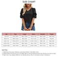 thumbnail image 5 of Top de verano para mujer, camisa informal con cuello en V y mangas cortas cónicas con farol de punto Jacquard, color negro L, 5 of 5