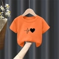 thumbnail image 4 of WQNVRNR Girls Short Sleeve Shirt- Cute Loose Casual Printed Crewneck Summer Tops Orange Size 5, 4 of 5