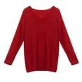 thumbnail image 2 of Baqcunre Sweaters For Women Women Fashion V Neck Loose Pullover Solid Color Long Sleeves Sweater Tops Womens Tops Hoodies For Women Red M, 2 of 6