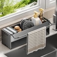 thumbnail image 4 of Organizador de esponjas para fregadero de cocina con bandeja de drenaje automático, soporte para esponjas de platos para encimera de fregadero con barra para colgar toallas, almacenamiento de jabón y, 4 of 6