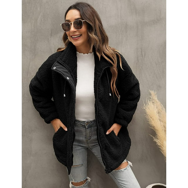 REDHOTYPE Women's Button Long Sleeve Brushed Jacket Coats with Pockets