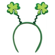 Beistle Club Pack of 12 St. Patrick's Day Glittered Shamrock Bopper Headbands