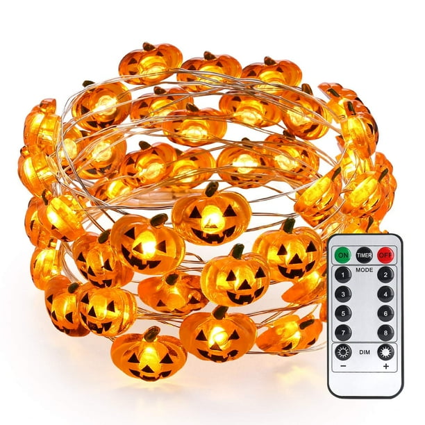 Pumpkin Halloween String Lights, 40 LED 13.12ft 8 Modes Battery Powered