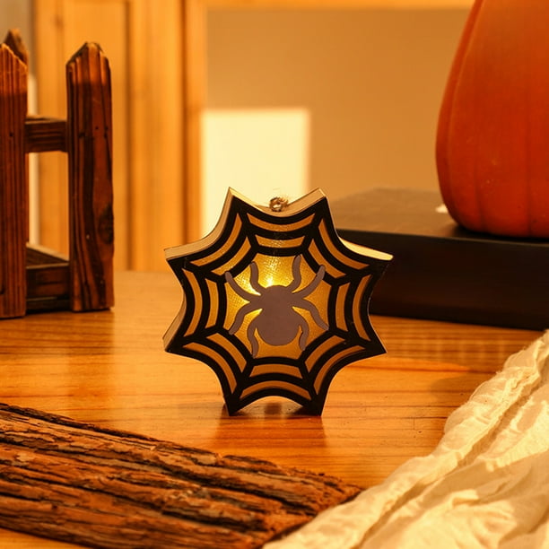 Decoraciones de Halloween, adornos de Halloween, regalos de Halloween, luces decorativas de Halloween, linternas portátiles, linternas de madera, colgantes de escenas de Halloween, linterna de hoja