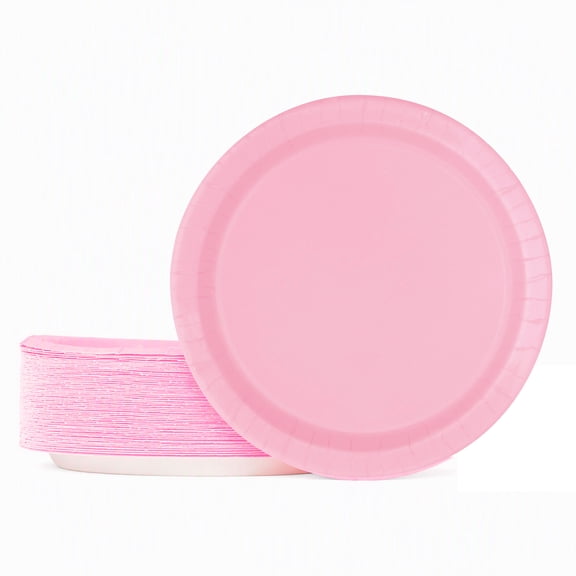 55 Count 9IN Light Pink Dinner Paper Plates by Way To Celebrate