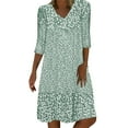 thumbnail image 2 of ZHOGXU Women's Casual Dress Flower Printed Half Sleeve V Neck Comfortable Lightweight Dresses For Daily Wear,Green,Xxxxxl, 2 of 4