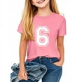 thumbnail image 5 of SGFCWSX Girls Short Sleeve T-Shirt, Kids Breathable Graphic Summer Top, Casual Everyday Tees Pink Size 7-8 Years, 5 of 6