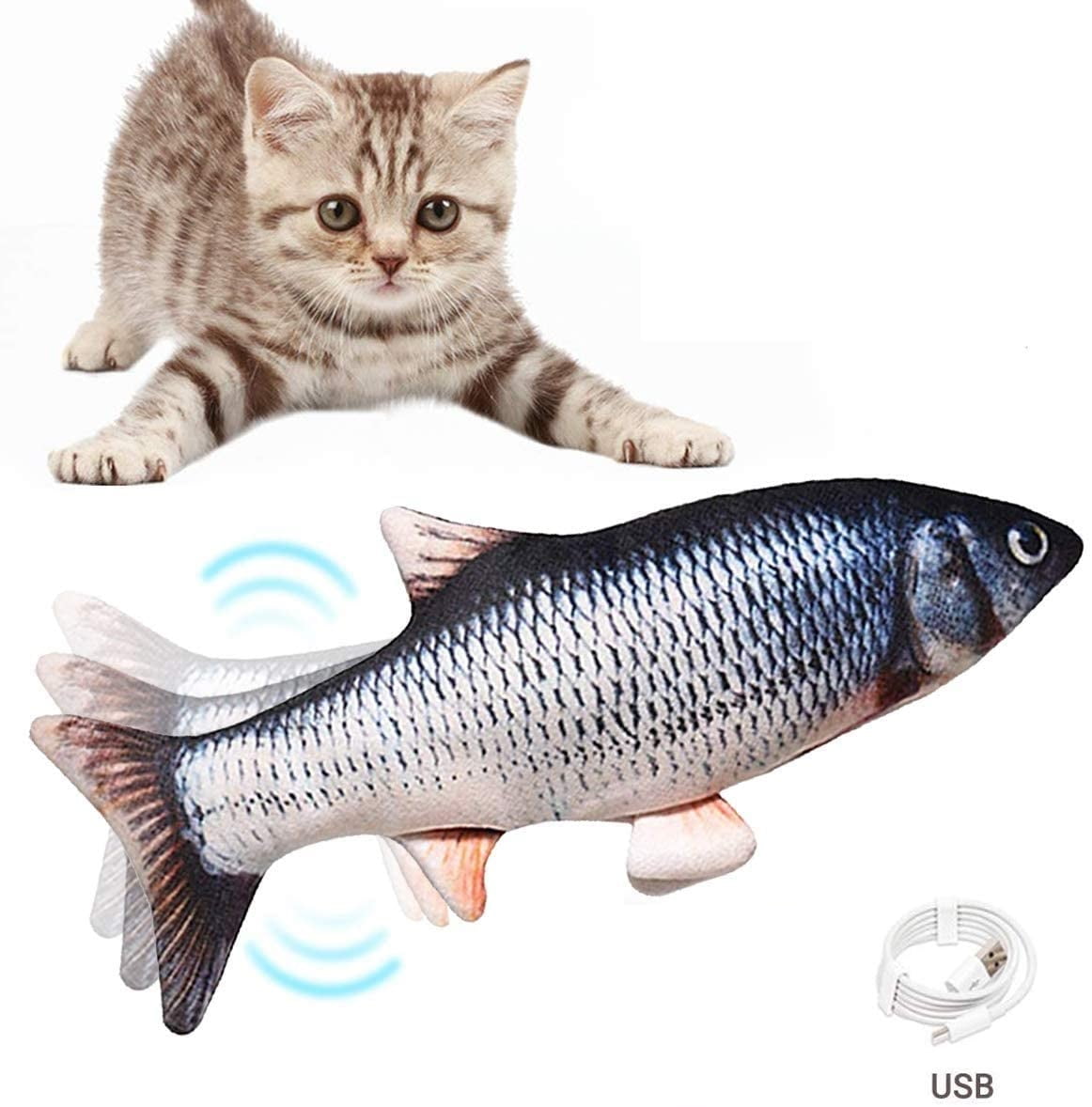 1 Pack Interactive Fish Kicker cat Toy,Electronic 3D Printed Fish
