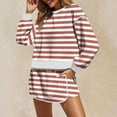 thumbnail image 3 of 2 Piece Sweatsuits for Womens Skirt Set Striped Sweatshirts Skirted Skorts Tennis Casual Matching Set Tracksuit, M, 3 of 6
