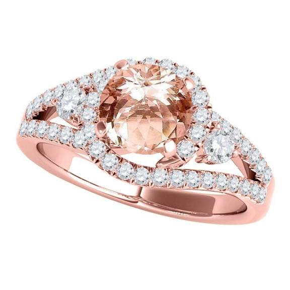 Aonejewelry 1.65 Ct. Halo Morganite and Diamond Engagement Ring in 14k Rose Gold