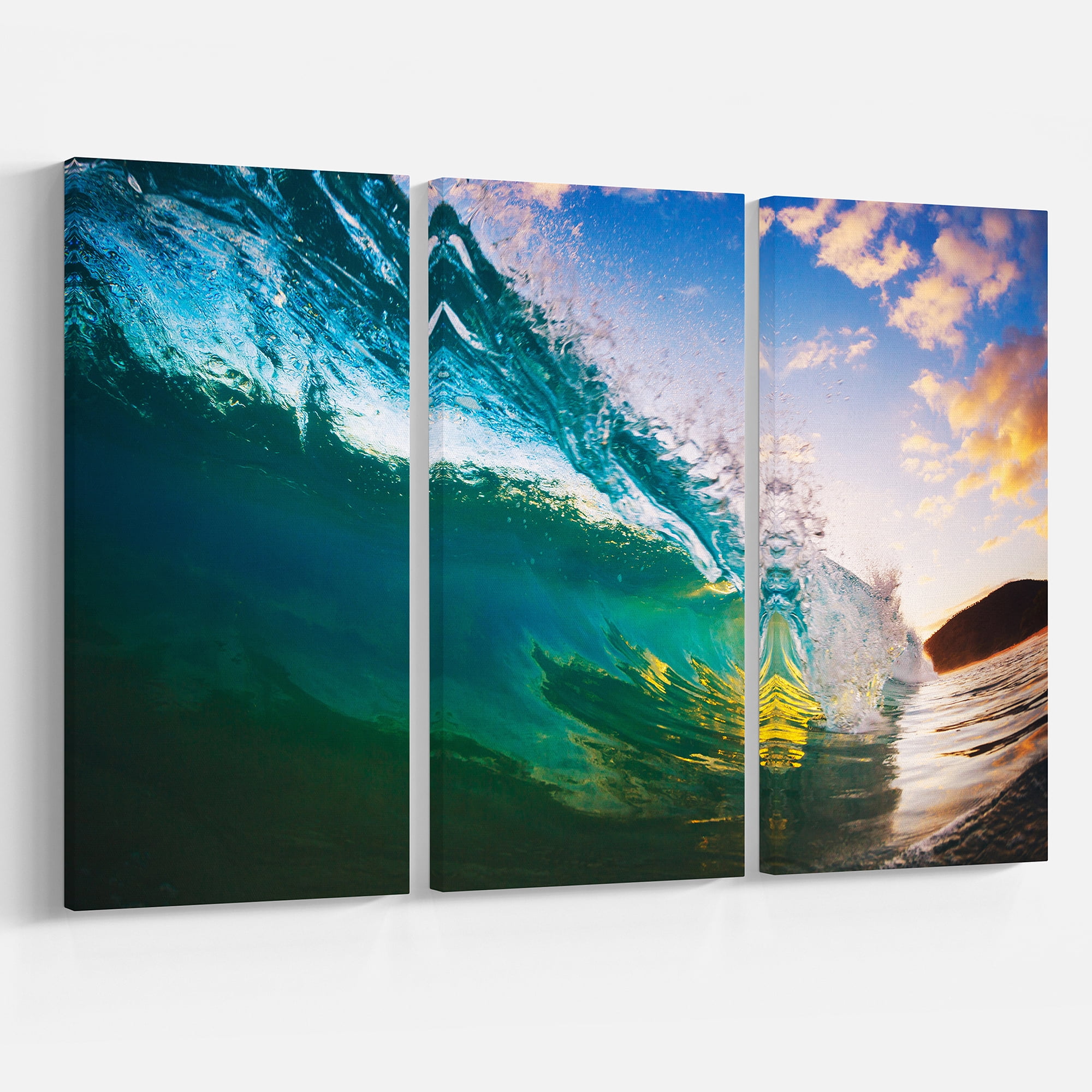 Designart 'Ocean Wave at Sunset ' Photography Canvas Art Print